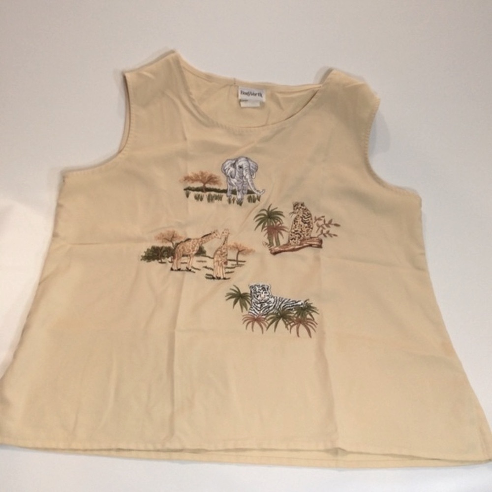 Bon Worth | Embroidered Animals on Tan Sleeve Desert Nature Safari - Picture 2 of 9